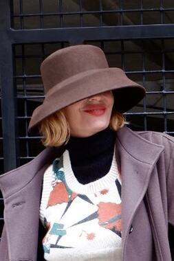Sculptural Brown Wool Felt Hat
